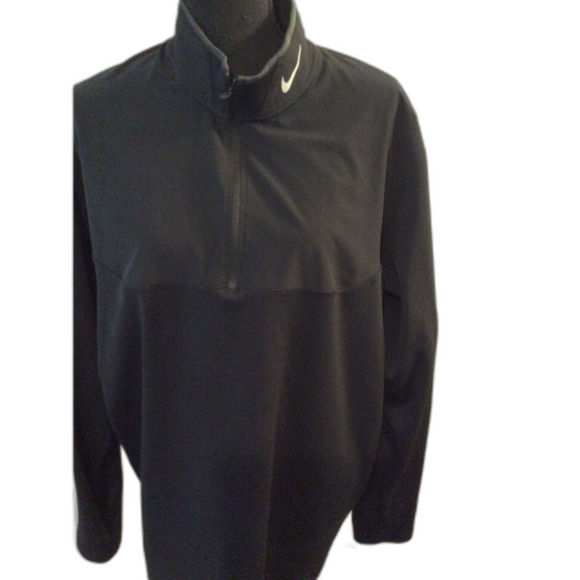 Nike Golf Dri Fit Mens XL black pullover Partial front zip VNC - Picture 1 of 5